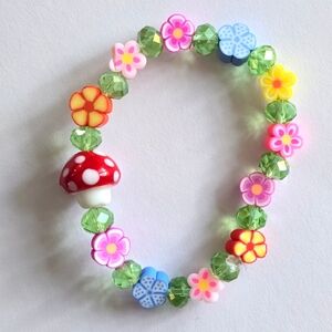 Handmade bracelet mushroom  leaves nature goblin fairy goblincore fairycore